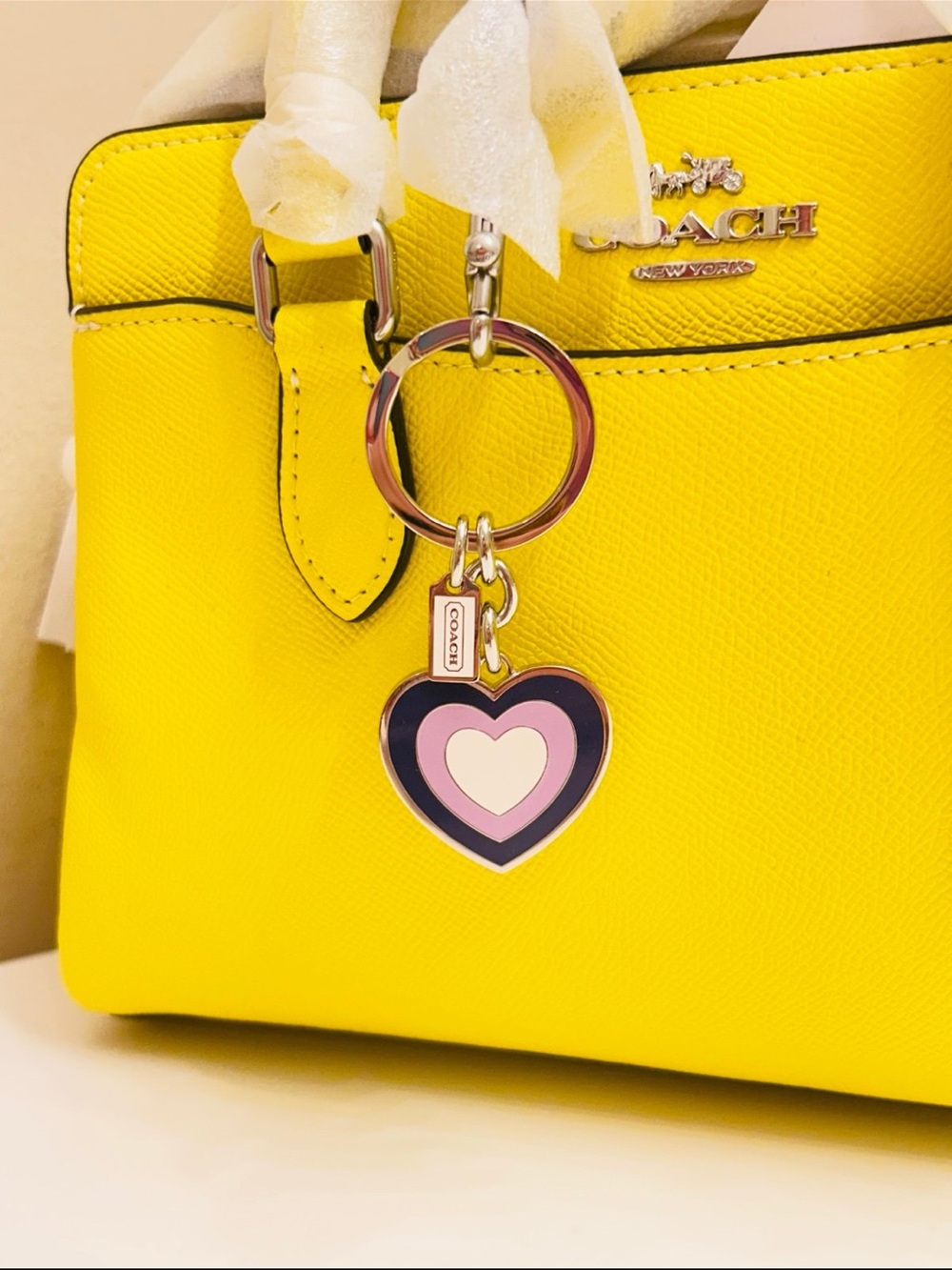 NWOT Coach Purple Heart Keychain/ Bag Charm - Picture 10 of 13